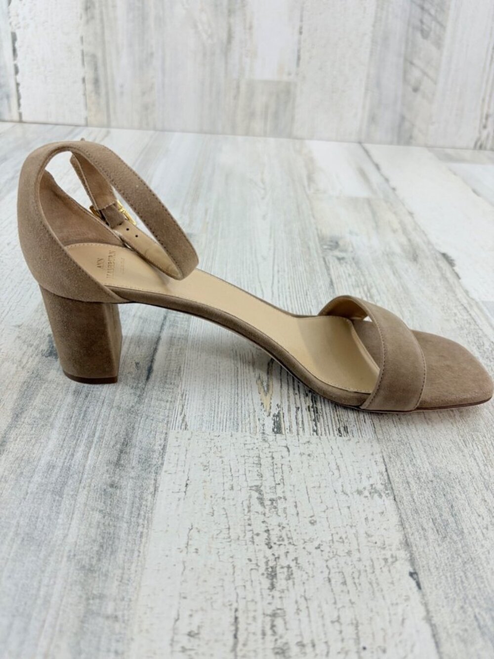 Ann Mashburn Anke Wrap Heel Sandals Womens Shoes 39 8.5 Tan Suede - Picture 13 of 15